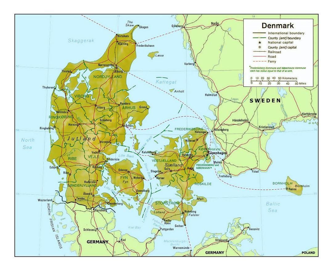 வரைபடம் டென்மார்க் kommune